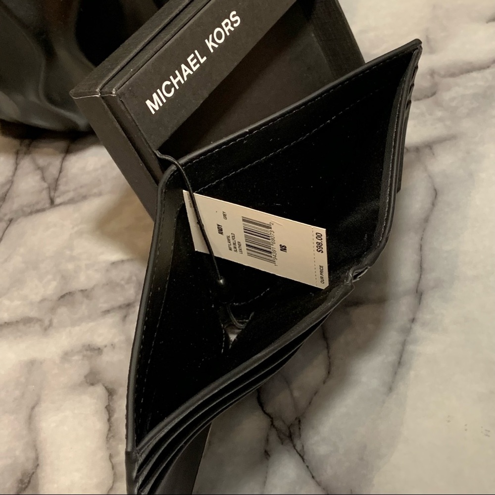 Michael Kors Men's Slim Billfold Grey Leather Wallet NWT $98 - Picture 7 of 9